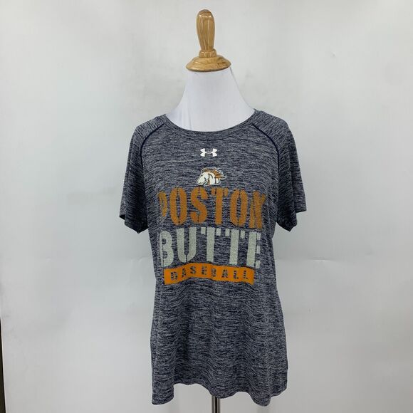 Under Armour Boston Butte Broncos Baseball T Shirt Womens S Small Gray HeatGear - Picture 2 of 9